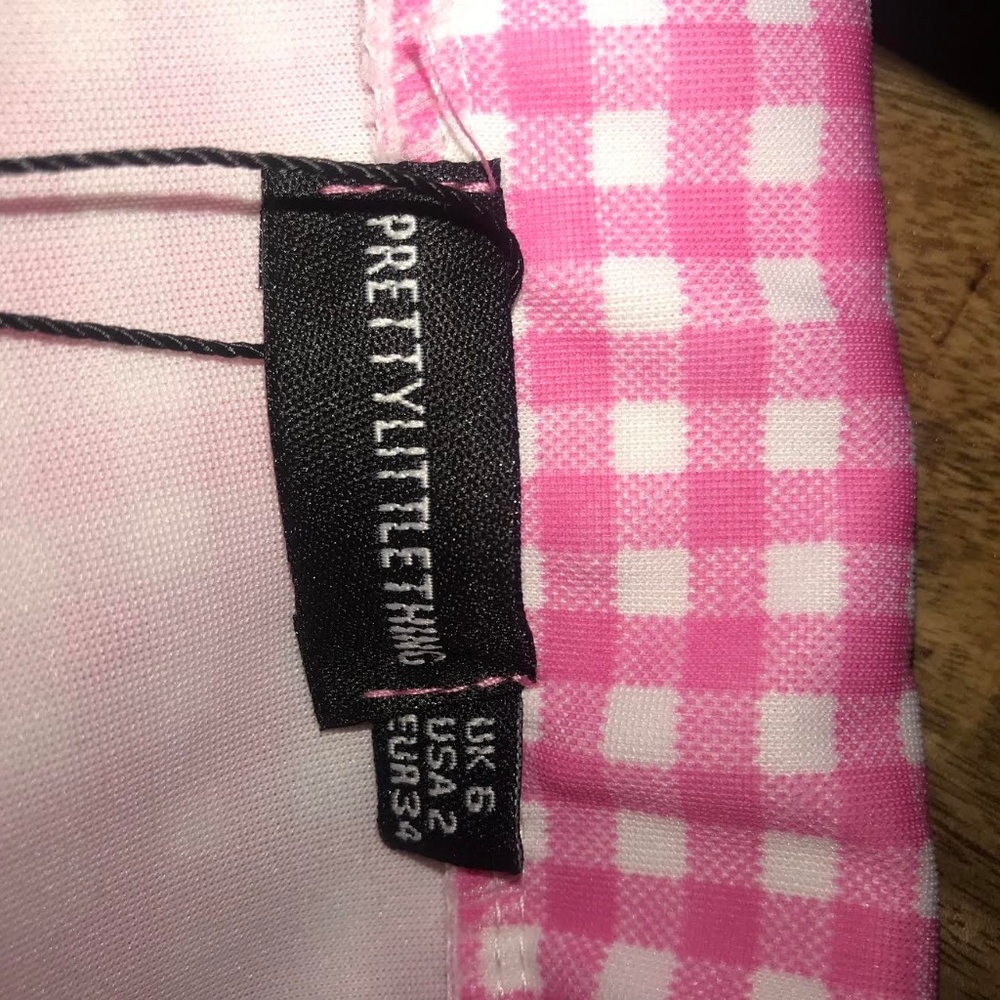 PINK GINGHAM CHECK BUTTON DETAIL MINI SKIRT - Picture 3 of 3